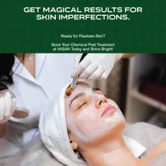 Here, a chemical peel solution is being carefully applied to a patient's face. This treatment uses a specific acid solution to remove the damaged outer layers of skin, revealing smoother, brighter, and more evenly toned skin underneath.