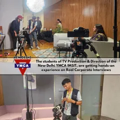 We believe in learning by doing. Here, our TV Production and Direction students get hands-on experience with professional camera and lighting setups during a real corporate interview shoot.
