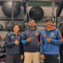 A proud moment with two of my athletes, Shweta Sehrawat and Pragya Rawat, after their selection for the Senior Women's Challenger Trophy.