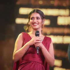 Another great shot of actress Priya P. Varrier during an awards ceremony. My event photography focuses on capturing the personality of the speakers and awardees.