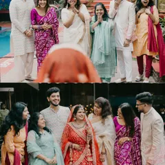 The heartwarming reactions of the bride's family as they see her in her wedding attire.