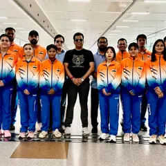 Seeing off the KIO Indian Karate team at IGI Airport, New Delhi, as they depart for the Thailand Open. We provide the best exposure so our athletes can bring laurels to the country.