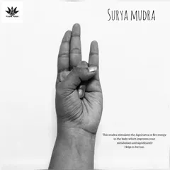 This is the Surya Mudra, a hand gesture that stimulates the 'Agni' or fire element in the body. My teaching goes beyond physical postures to include pranayam and mudras for holistic well-being.