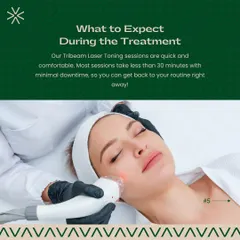 This image shows what to expect during a Tribeam Laser Toning treatment. The sessions are quick, comfortable, and typically take less than 30 minutes with minimal downtime.