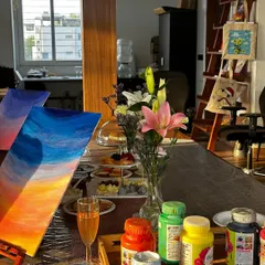 The golden hour light in our studio made this private birthday date even more magical. The combination of art, food, and a beautiful setting creates a truly one-of-a-kind experience.