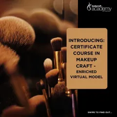 Introducing our flexible Certificate Course in Makeup Craft. This graphic explains our innovative hybrid model combining virtual theory with in-person practicals.