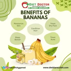 Bananas offer benefits beyond just energy. This graphic highlights their role in moisturizing skin, conditioning hair, and even promoting better sleep, making them a versatile part of a healthy diet.