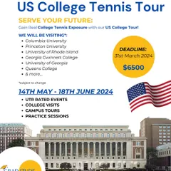 Announcing our US College Tennis Tour. This is a unique opportunity for student-athletes to visit college campuses, engage with coaches, and compete in UTR events across the USA.