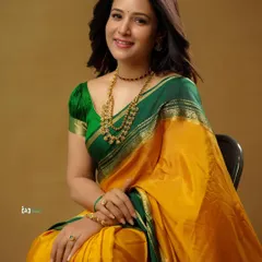 This is another take from the same Ugadi festival shoot, capturing a bright and happy expression. The lighting is soft and even, perfect for a classic ethnic wear portrait.