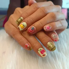 Another view of the eclectic, multi-design nail art set, showing my ability to replicate complex and detailed inspiration.