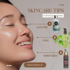Skincare tips for radiant skin. Just follow these three simple steps: cleanse, tone, and moisturize with my natural products.