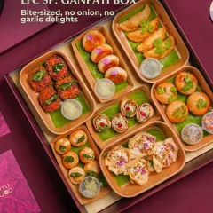 For festivals like Ganpati, I offer specialized meal boxes with bite sized delights that are made without any onion or garlic. This Ganpati Box is thoughtfully curated with traditional flavors, ensuring your festive hosting is both authentic and completely stress free.