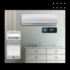 A smart thermostat and mobile app work in sync to control a mini-split AC unit, showing how I modernize existing systems.