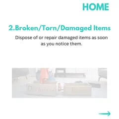 A key habit for staying organized is dealing with broken or damaged items as you find them. Instead of letting them pile up, decide immediately whether to repair or dispose of them. This simple rule prevents clutter from accumulating.