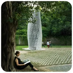 VERTO is designed to improve the quality of life in urban spaces. Here, it is seen in Sunder Nursery Park in New Delhi, creating a zone of cleaner air for people to enjoy. The product is an active intervention in the urban environment.