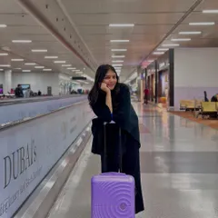 Another shot of my airport look. A comfortable co-ord set is my go-to for long flights.