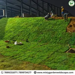 Even at night, the work continues to meet deadlines. Our dedicated team lays turf under lights to ensure the project is completed on schedule, transforming the landscape around the clock.