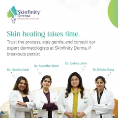 This is our team of expert dermatologists. We believe that skin healing takes time and the right guidance. We work together to ensure that whether you are dealing with breakouts or other concerns, you receive a consistent and high standard of care.