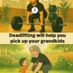 This is the real reason we train. Deadlifts build the foundational strength needed to safely lift heavy objects, whether it's a bag of groceries or your grandchild. It's about training for a long, active life.