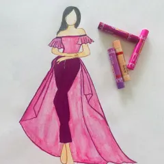 A fashion illustration showing a modern indo-western outfit with pants and a draped top. This is how I translate a client's unique style into a concrete design.