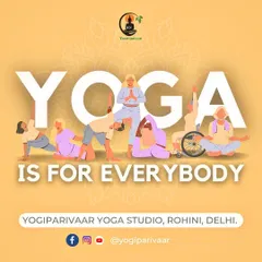 A graphic illustrating our core belief: Yoga is for everybody, regardless of age, ability, or background.