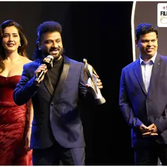 On stage at the Filmfare awards. We believe that true style is a reflection of inner grace and confidence, and it was an honor to be part of an event that celebrates this.