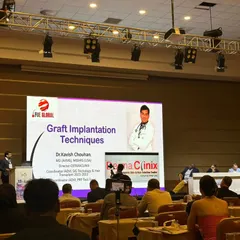 Here I am at the FUE Global World Congress in Cyprus, speaking to delegates from over 40 countries about the nuances of graft implantation techniques.