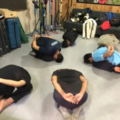 A recovery and flexibility session for our athletes. We teach our shooters the importance of post-training recovery to prevent injuries and maintain peak physical condition.