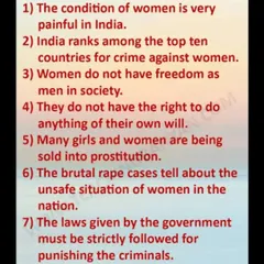 These points highlight the painful conditions women face in India. My mission is to use the law to challenge this reality and enforce the strict punishments required for crimes against women.