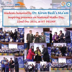 We are immensely proud when our students are recognized on a national stage. Here, our young achievers are honored by the inspiring Dr. Kiran Bedi during the National Maths Day celebrations at IIT Delhi, a testament to their hard work and our commitment to excellence.