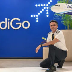 This branding portrait for an IndiGo pilot combines the professional's uniform with the company's distinct branding. The goal was to create an image that feels authentic to both the individual and the corporation they represent.