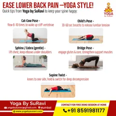 Ease lower back pain with our yoga-style tips. This guide shows five key poses like Cat-Cow and Bridge Pose to release tension and strengthen your spine.