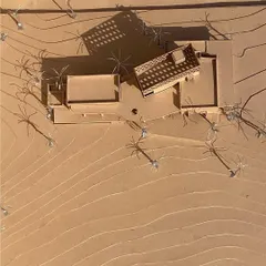 A physical study model of the Ridge House project. We use models like this to understand the building's relationship to the site's topography, ensuring the final design makes full use of the panoramic views and natural breeze.
