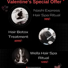 Our Valentine's Special Offer includes amazing deals on our most popular treatments, including the Nashi Express Hair Spa Ritual and Hair Botox Treatment.