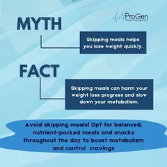 Myth: Skipping meals helps you lose weight quickly. Fact: Skipping meals can harm your progress and slow your metabolism. We advocate for balanced, nutrient-packed meals.