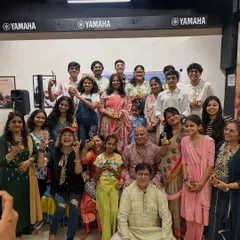This is our tribe. A snapshot from our Guru Purnima Utsav, celebrating the achievements of our students, young and old, with trophies and loud applause. We are a community of performers, learners, and music lovers.