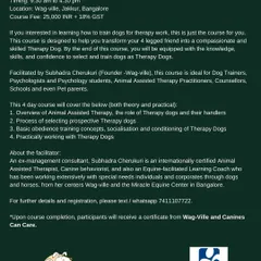 This course provides a deep dive into Animal Assisted Therapy, from selecting and training therapy dogs to practical work. It's designed for trainers, psychologists, and even passionate pet parents.