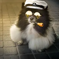 Ahoy, matey! This little Pomeranian is ready to set sail. Using digital tools, I can transform your pet into any character you can imagine.