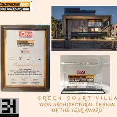 We were honored to receive the Architectural Design of the Year Award at Construction Week India 2023 for our 'Green Court Villa' project. This award celebrates our dedication to creating innovative and inspiring green architecture.
