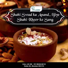 Enjoy the royal taste of our Shahi Kheer. This creamy rice pudding is slow-cooked with milk and sweetened just right, then garnished with saffron, silver leaf (vark), and nuts for a truly regal dessert.