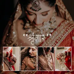 A beautiful collage titled 'Shringaar', capturing the essence of bride Khushbu's traditional look and intricate details.