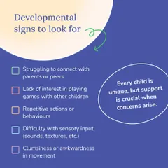 Every child is unique, but early support is crucial when developmental concerns arise. We look for signs like difficulty connecting with peers, repetitive behaviours, or sensory challenges to provide timely and effective developmental services that help each child thrive.