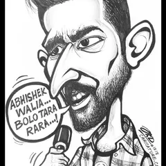 Here's my caricature of Abhishek Walia, the winner of the Laughter Challenge. I tried to capture the energy he brings to his stand-up comedy.