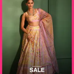 The Jhanak Yellow Lehenga is sunshine and happiness all rolled into one. This stunning floral lehenga set is perfect for a daytime wedding or mehendi.