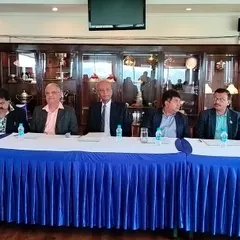 The panel at our press conference, ready to engage with the media and build excitement for the Winter Meeting.