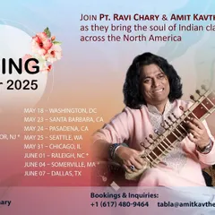 The official poster for my USA Spring Tour 2025 with the phenomenal Amit Kavthekar. This poster lists all the cities we are visiting on our musical journey.