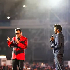 A surprise moment of magic. We curate special guest appearances, like actor Dhanush joining A.R. Rahman on stage, to create unique and memorable highlights during our shows.