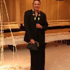 Attending the Rohit Bal show at India Couture Week. I styled this look with a black oversized blazer and statement ear cuffs from Aulerth to create a powerful, modern silhouette that still felt classic.