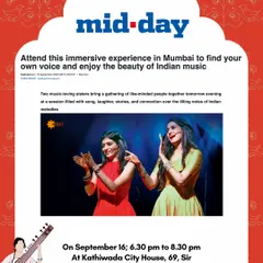 Another feature from Mid-Day about our "immersive experience" in Mumbai. It highlights our goal of bringing people together through the tilting notes of Indian melodies.
