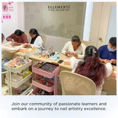 Join our community of passionate learners and embark on a journey to nail artistry excellence. A shot of our bustling classroom during a workshop.